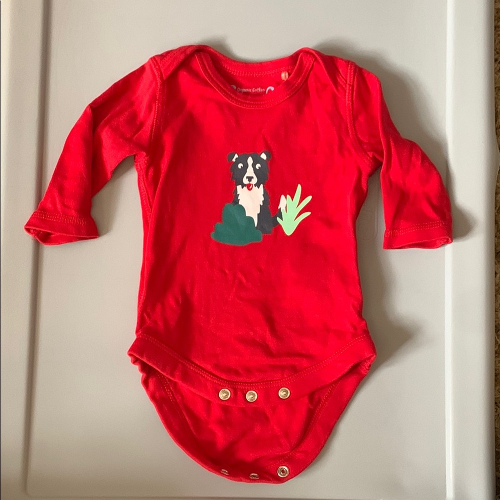 Red Sheep Dog Print Onesie/Bodysuit